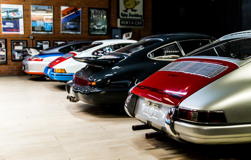 Toured Magnus Walker’s personal collection of Porsches.